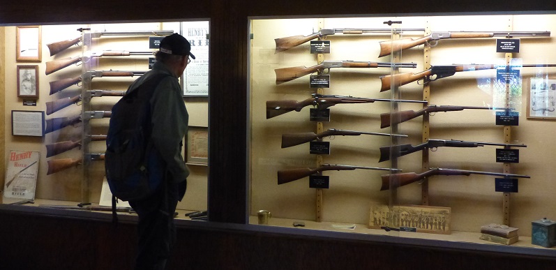 Randall examines some of the Winchester repeating rifles